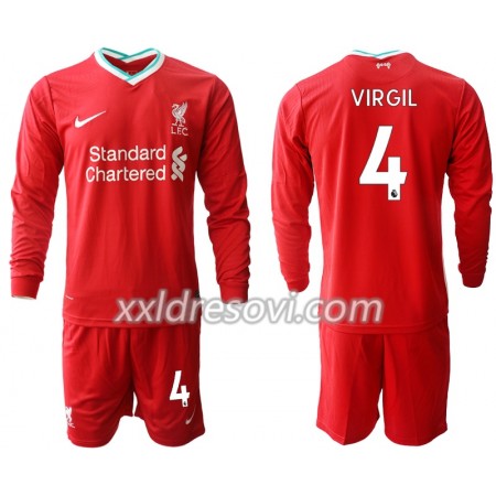 Liverpool Virgil van Dijk 4 Domaći Dječji Komplet Dresovi za Nogomet 2020-2021 Dugim Rukavima (+ kratke hlače)